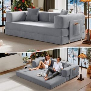 Convertible Compressed Teddy Sectional Floor Sofa Bed